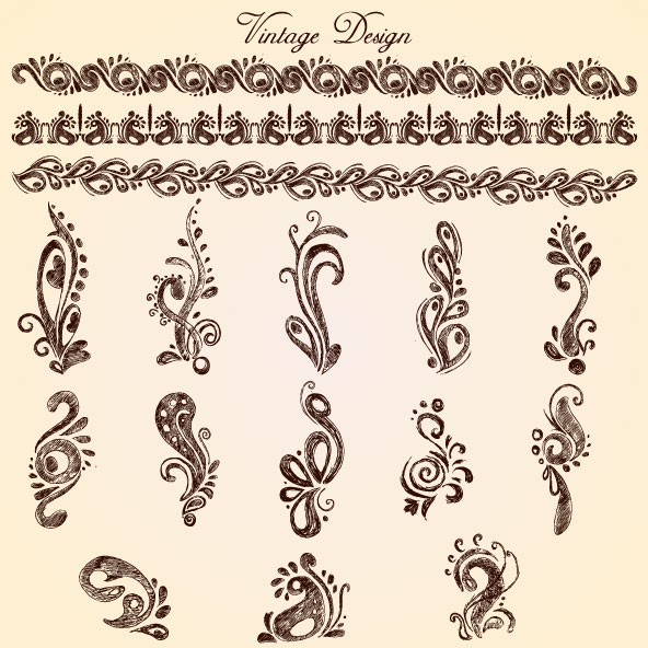 European style Decorative pattern Lacy vector 02
