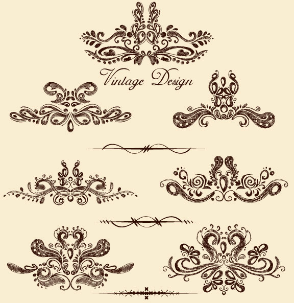 European style Decorative pattern Lacy vector 03
