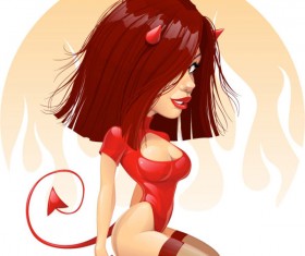 The Cartoon Girl Illustration 05 free vector