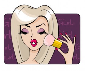 Make-up girl cartoon Illustration free vector 03