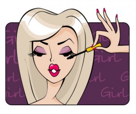 Make-up girl cartoon Illustration free vector 04