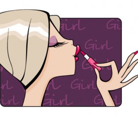 Make-up girl cartoon Illustration free vector 05