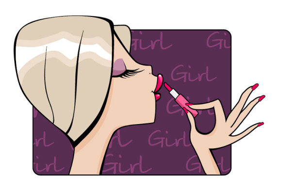 Make-up girl cartoon Illustration free vector 05