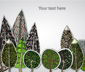 free Cartoon Trees Label vector 05