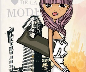 Fashion shop Girl vector 03