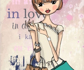 Fashion shop Girl vector 05