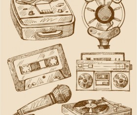 free vector vintage Recorder, Microphone