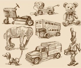 free vector vintage Children's toys 02