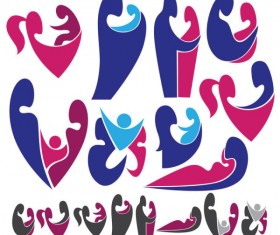 People color  Silhouettes vector 01