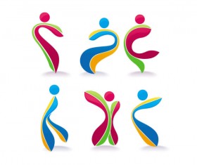 People color  Silhouettes vector 04