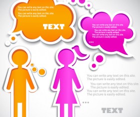 Cartoon personage Label free vector 01