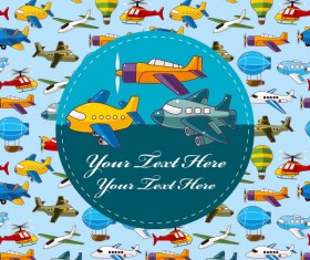 Cartoon Aircraft, Helicopter and Airship free vector