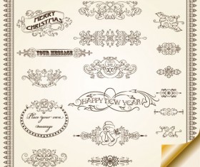 Retro Lacy Borders Set vector 02