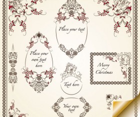 Retro Lacy Borders Set vector 04