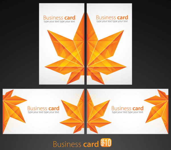 Leaves Business card vector 02