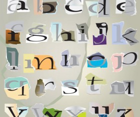 Tear paper font vector set 01