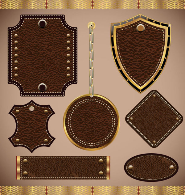 Leather label free vector 02