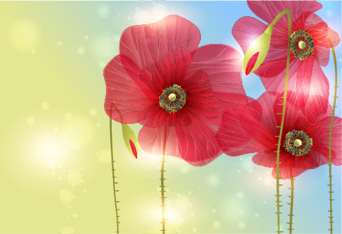 Bright with Flowers free vector 05