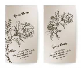 Set of Vintage with Flowers cards vector 02