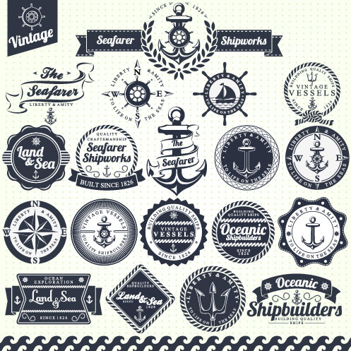 Vintage Navigation Label vector 01