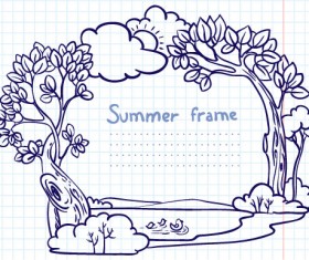 Hand painted cartoon Frames & Borders vector 02
