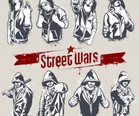 Street wars vector Silhouettes 01