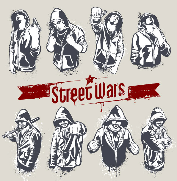 Street wars vector Silhouettes 01