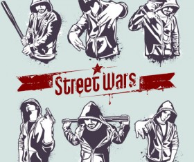 Street wars vector Silhouettes 02