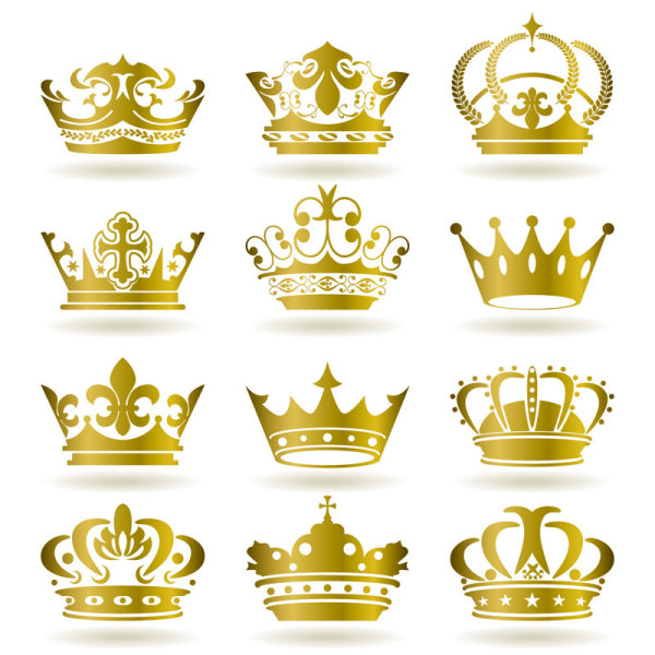 Set of gold color Crown vector 02
