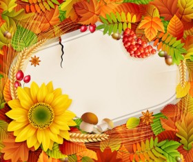 Flowers & Leaf vector Photo Frame 01