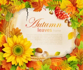 Flowers & Leaf vector Photo Frame 07