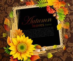 Flowers & Leaf vector Photo Frame 08