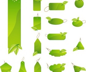 Green Leaf Tag Labels free Vector