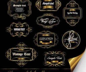 Gorgeous gold color vector Labels 01