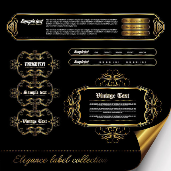 Gorgeous gold color vector Labels 02