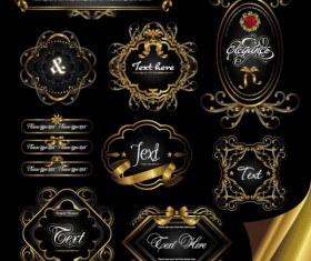 Gorgeous gold color vector Labels 03
