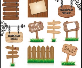 Wooden signboards vector background 02