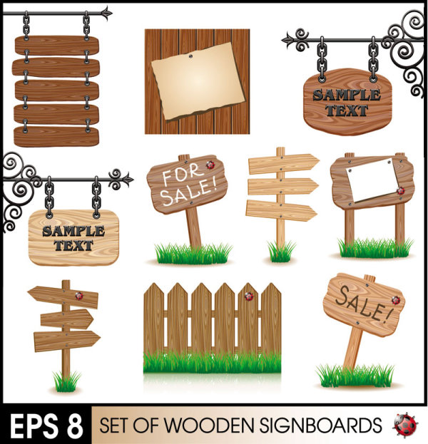 Wooden signboards vector background 02