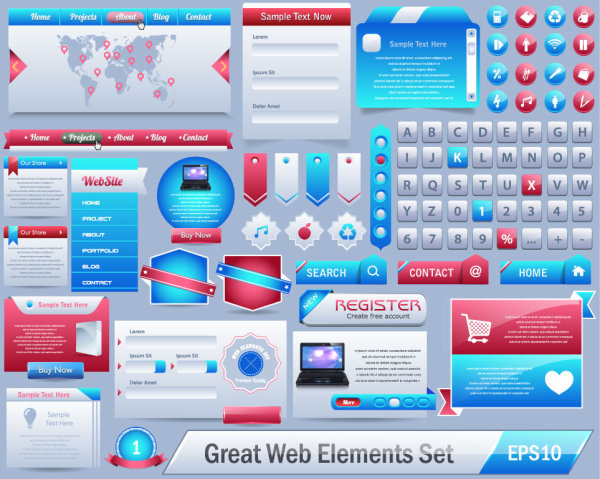 Download free vector great web elements Complete Set free download