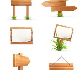 Wooden signboards vector background 04