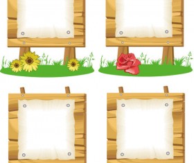 Wooden signboards vector background 05