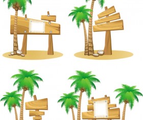 Wooden signboards vector background 06