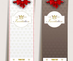 Red Bow Label cards vector 01