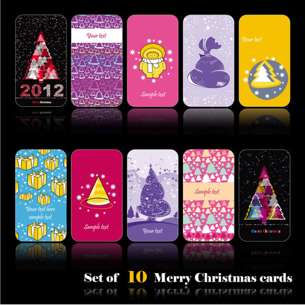 Set of merry christmas cards vector