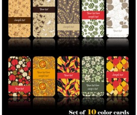 Set of color Floral cards vector 01