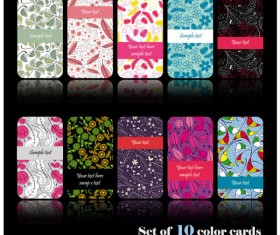 Set of color Floral cards vector 02