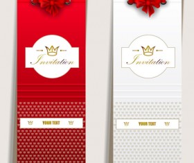 Red Bow Label cards vector 02