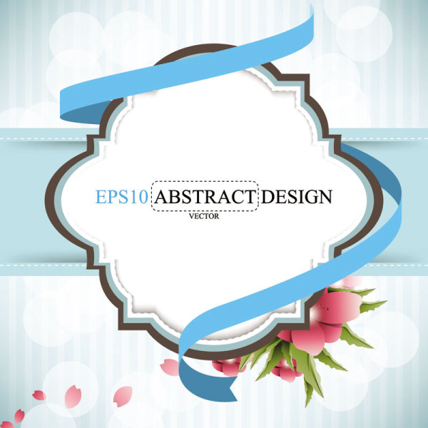 Abstract foliage & Flowers vector labels 03