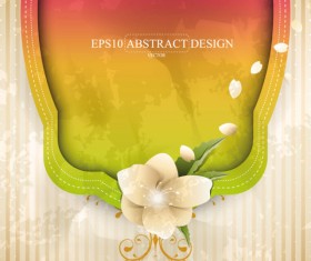 Abstract foliage & Flowers vector labels 04