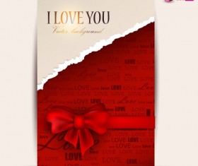Red Bow Label cards vector 04